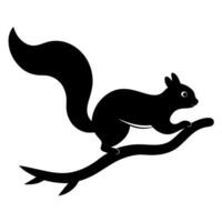 Squirrel on a branch silhouette vector