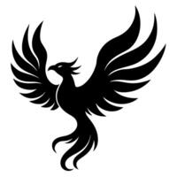 A black bird with wings spread out on a white background vector
