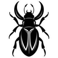 A black and white beetle silhouette on a white background vector