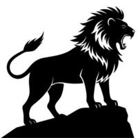 Lion roaring on the mountain vector