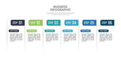 6 Steps Infographic to Showcase Your Business Journey and Growth. Presentation, Data, Information, Strategy, Timeline, Milestone and Plan. vector