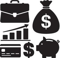 A illustration of silhouette design elements related to business and finance. vector