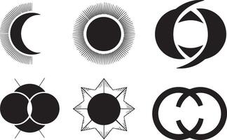 A illustration of four unique silhouette elements inspired by eclipses. vector