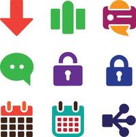 Bold and Bright Flat Icon Set for Impactful Design vector