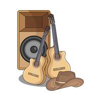 Guitar with Amplifier Setup vector