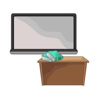 whiteboard with teacher table and book vector