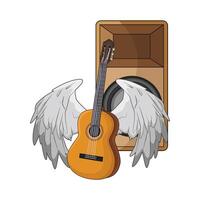 Winged Guitar with Amplifier Setup vector