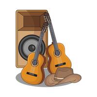 two Guitars with Amplifier Setup vector
