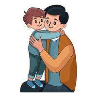 illustration of Father and child hugging vector