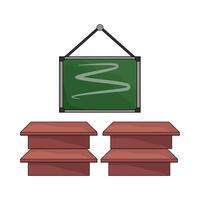 hanging chalkboard with student tables vector