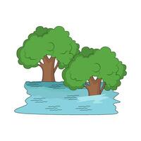tree under flood vector