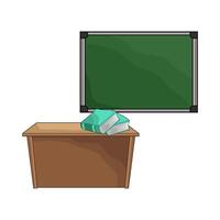 Green Chalkboard with book on table vector