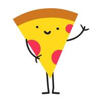 Pizza character. Fast food design. Hand drawn illustration on white background. vector