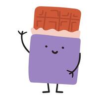 Chocolate. Smiling character. Hand drawn design. Illustration on white background. vector