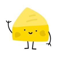 Cheese. Character. Flat design. Hand drawn illustration on white background. vector