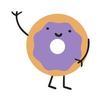 Cute donut. Smiling character. Flat design. Illustration on white background. vector