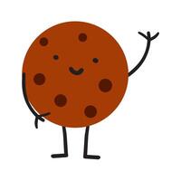 Cookie. Smiling character. Hand drawn illustration on white background. vector