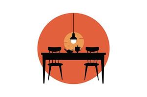 Dining Table Line Icon vector