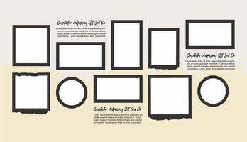 Pictures or photos frame collage comics page grid layout abstract photo frames and digital photo wall template vector