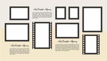 Pictures or photos frame collage layout abstract photo frames and digital photo wall template vector