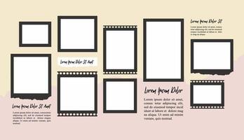Collage grid photo effect template design vector