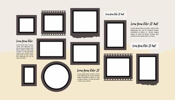 Collage photo frames set with text vector