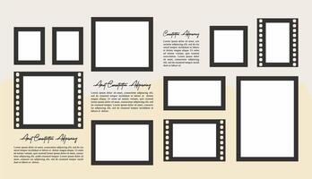 Pictures or photos frame collage, page grid layout abstract photo frames and digital photo wall template vector