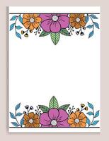 Isolated Colorful line frame icon leaf floral border divider with circular rectangle vector