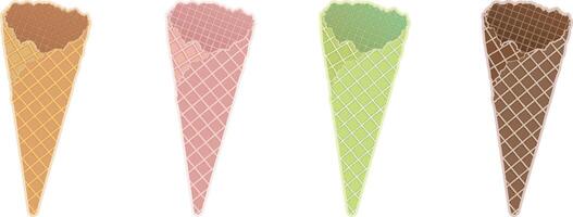 Empty ice cream waffle cone vector