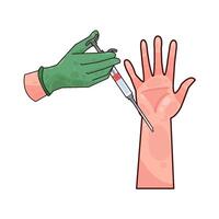 hand being injected vector