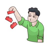 Illustration of Father playing with blocks vector
