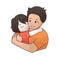 Illustration of Father and child hugging vector