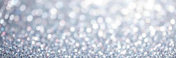 Sparkling silver bokeh lights create a shimmering background for festive celebrations and elegant events photo
