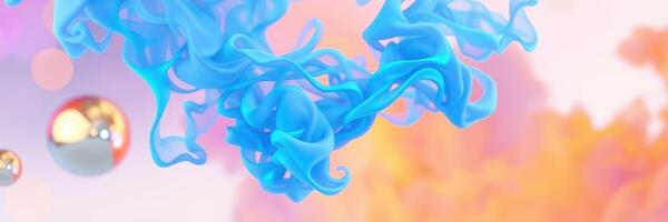 Colorful blue swirling shapes create a captivating visual experience in an abstract setting photo