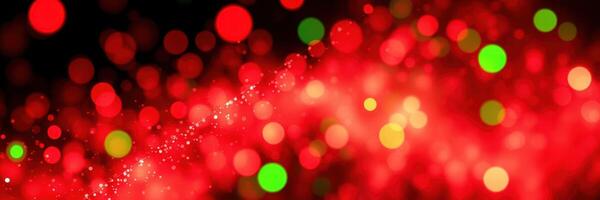 Vibrant red and green bokeh lights create a festive background for celebrations and gatherings during the holiday season photo