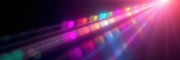 Colorful light patterns illuminate a dance floor at a club during a lively evening event photo