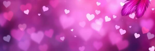 Romantic background with colorful hearts and soft light for celebrations or decorations photo