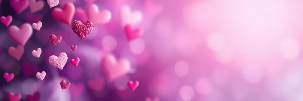 Heart shapes in various shades of pink create a dreamy atmosphere for a romantic setting during a soft evening glow photo