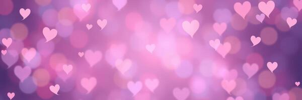 Colorful hearts create a whimsical background in soft pink and purple tones for romantic occasions photo