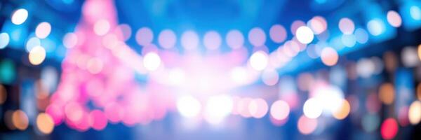 Colorful bokeh lights illuminate festive atmosphere during nighttime celebration at city center photo