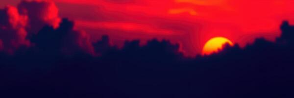 Stunning sunset over dark clouds creating a dramatic skyline at twilight photo