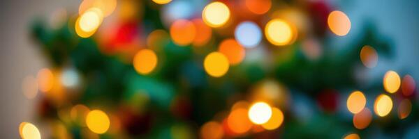 Colorful lights twinkle on a Christmas tree, creating a festive atmosphere during the holiday season photo