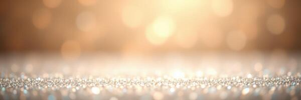 Sparkling surface with soft golden bokeh effect creating a dreamy atmosphere during evening light photo