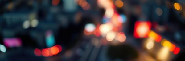 City lights create a vibrant atmosphere during nighttime in a bustling urban area photo