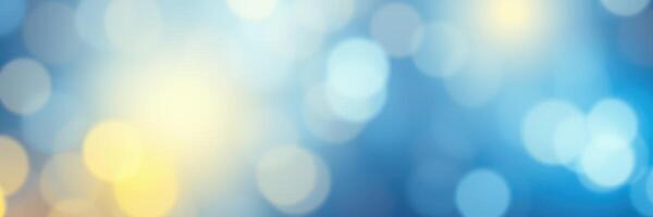 Beautiful blue and yellow bokeh lights create a soft and dreamy background for artistic projects or celebrations photo