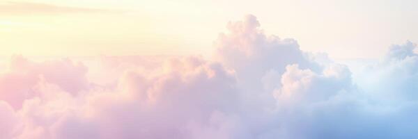 Colorful clouds at sunset create a serene atmosphere above the horizon in a tranquil sky photo