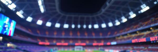 Exciting soccer match taking place in a vibrant stadium with enthusiastic fans cheering photo
