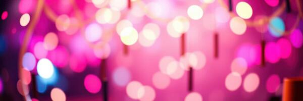 Colorful bokeh lights create a festive atmosphere during a celebration at night in an urban setting photo