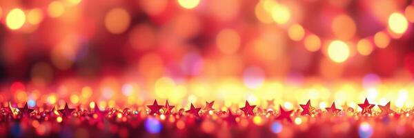 Colorful bokeh lights and shimmering stars create a festive atmosphere for celebrations at night photo