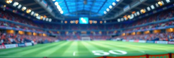 Exciting match in modern stadium with enthusiastic crowd and vibrant atmosphere during daytime event photo